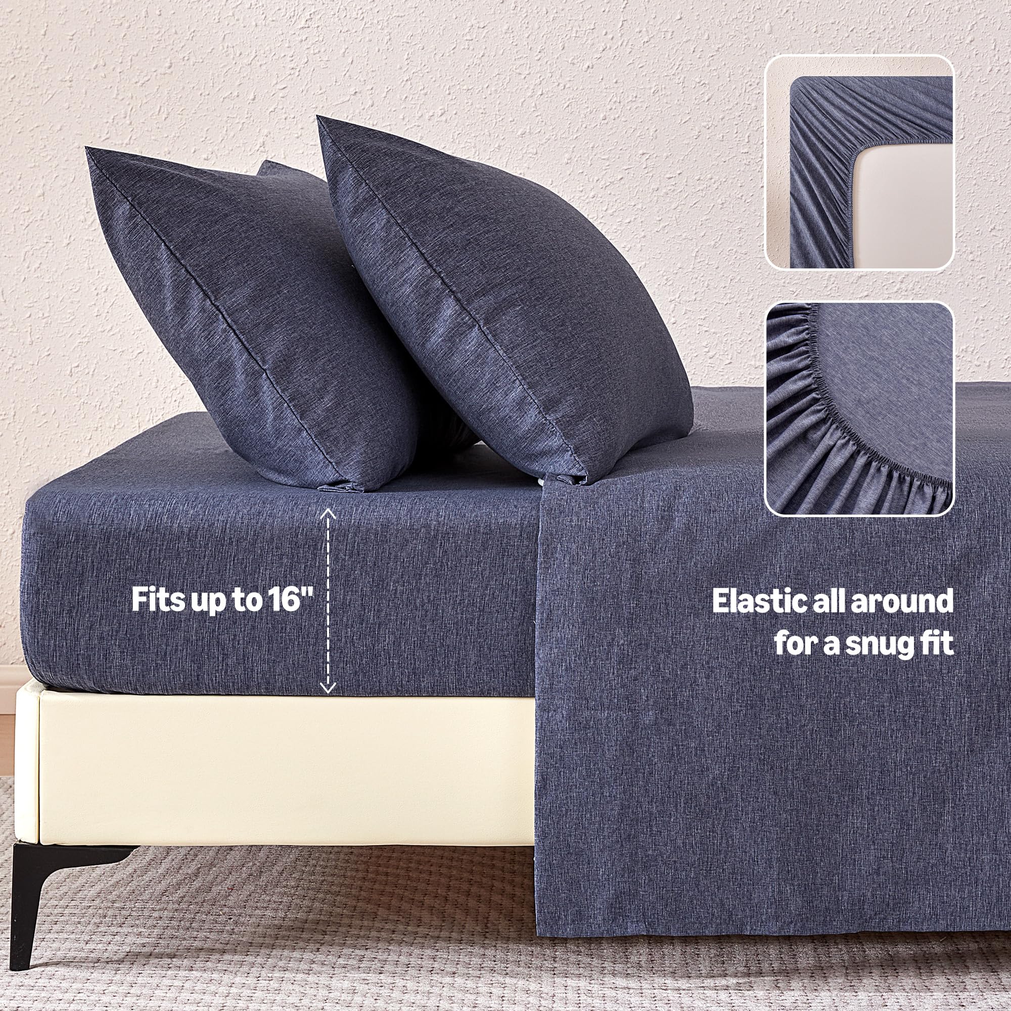 Amazon Basics blue pillowcase pair supports smooth skin contact and easy care.