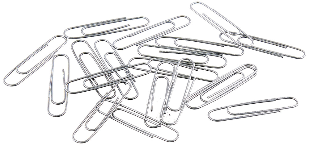 Amazon Basics silver metal jumbo clips with durable finish.