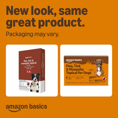 Amazon Basics six-dose-pack highlights convenient monthly protection for dogs 21 to 55 pounds.