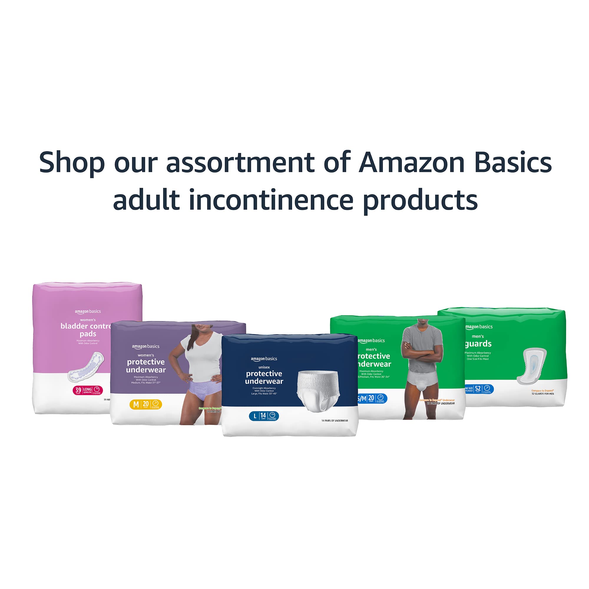 Amazon Basics size M lavender disposable underwear ready for postpartum and incontinence use