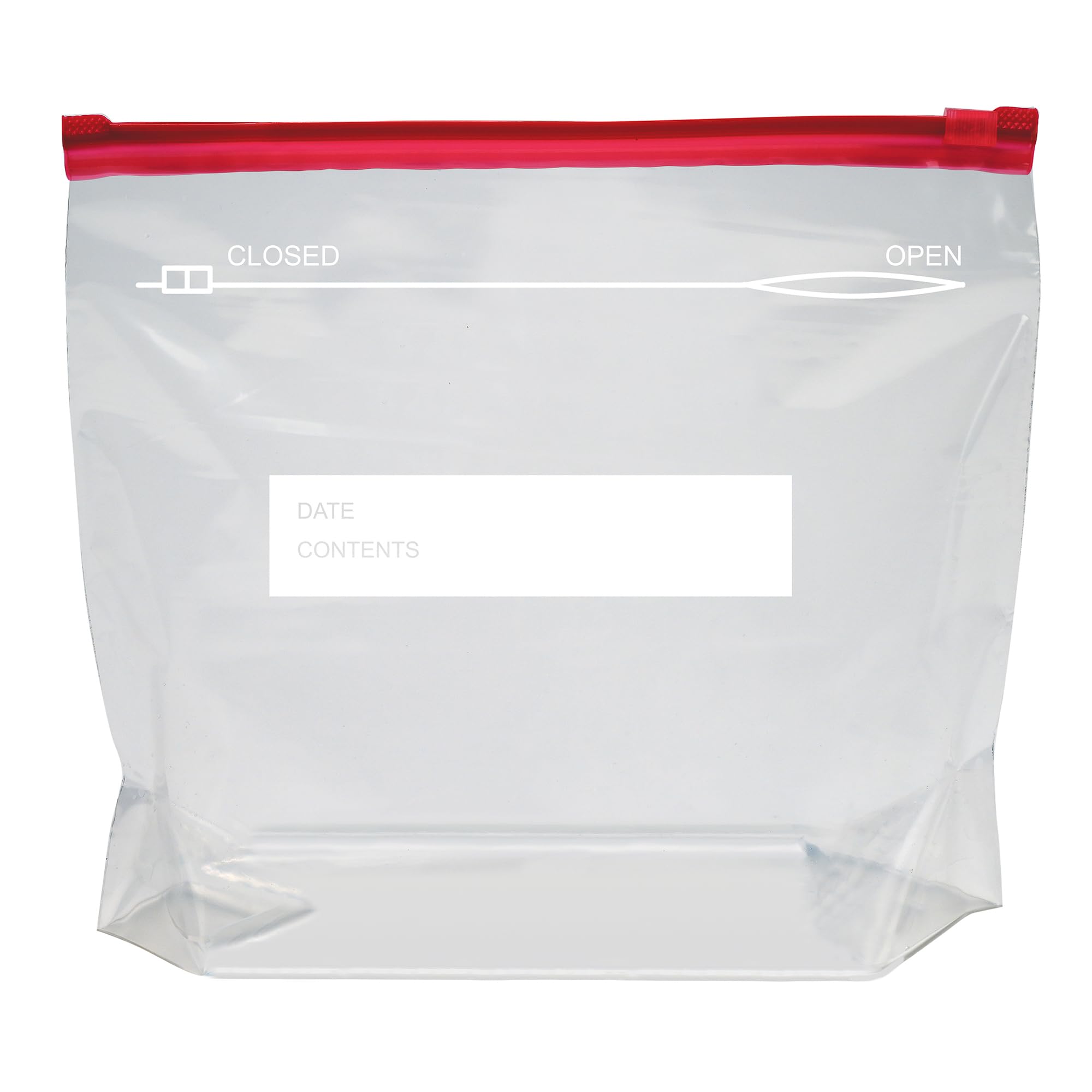 Amazon Basics slider gallon bags with dimensions 10 9/16 x 3 x 9 1/2 inches for reference.