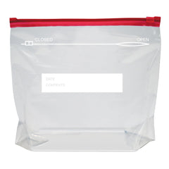 Amazon Basics slider gallon bags with dimensions 10 9/16 x 3 x 9 1/2 inches for reference.