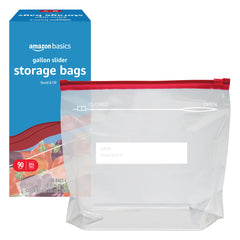 Amazon Basics slider gallon bags stand-and-fill base for stable filling.