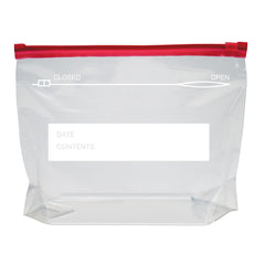 Amazon Basics quart bags showing 8 x 2 1/4 x 5 7/8 inch dimensions