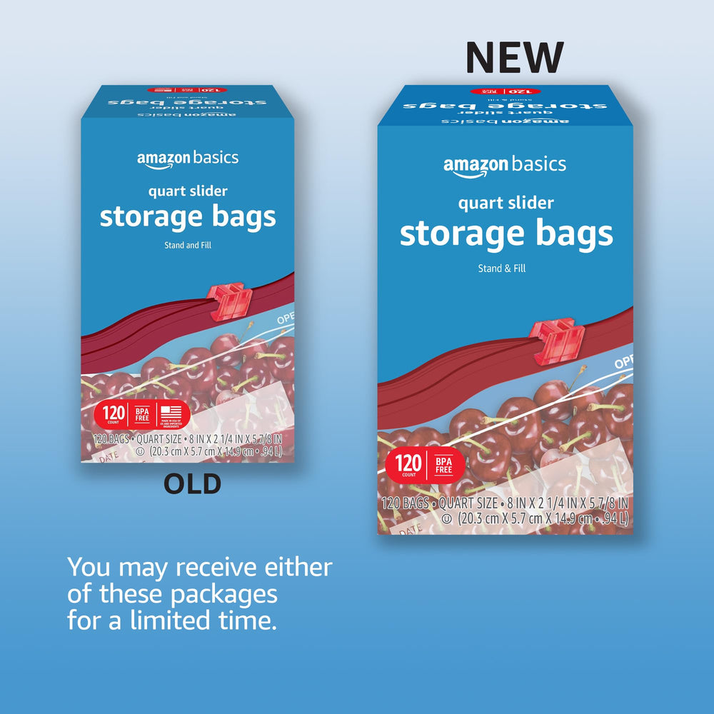 Amazon Basics slider quart bags with slider zipper top for easy opening