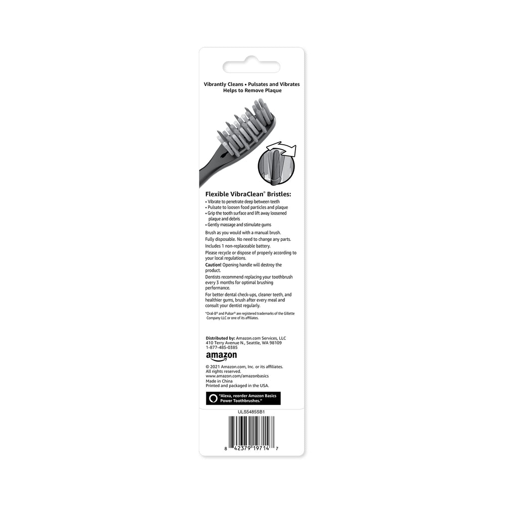 Amazon Basics soft toothbrush bristle closeup shows VibraClean bristles for plaque removal