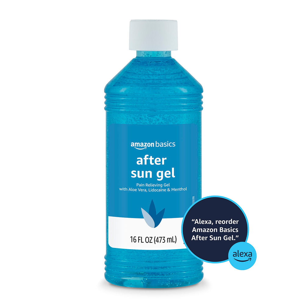 Packaging variation for Amazon Basics Solimo after sun gel.