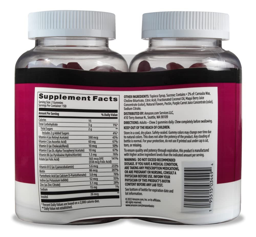 Solimo multivitamin gummies close-up shows bright colors and soft texture for a daily chew.