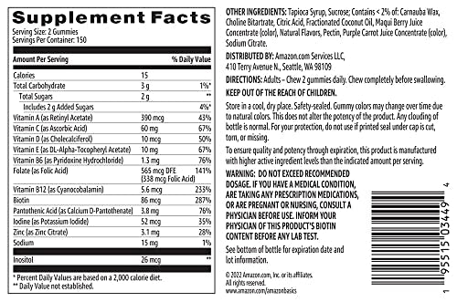 Solimo serving display shows two gummies per day guidance for a five-month supply.