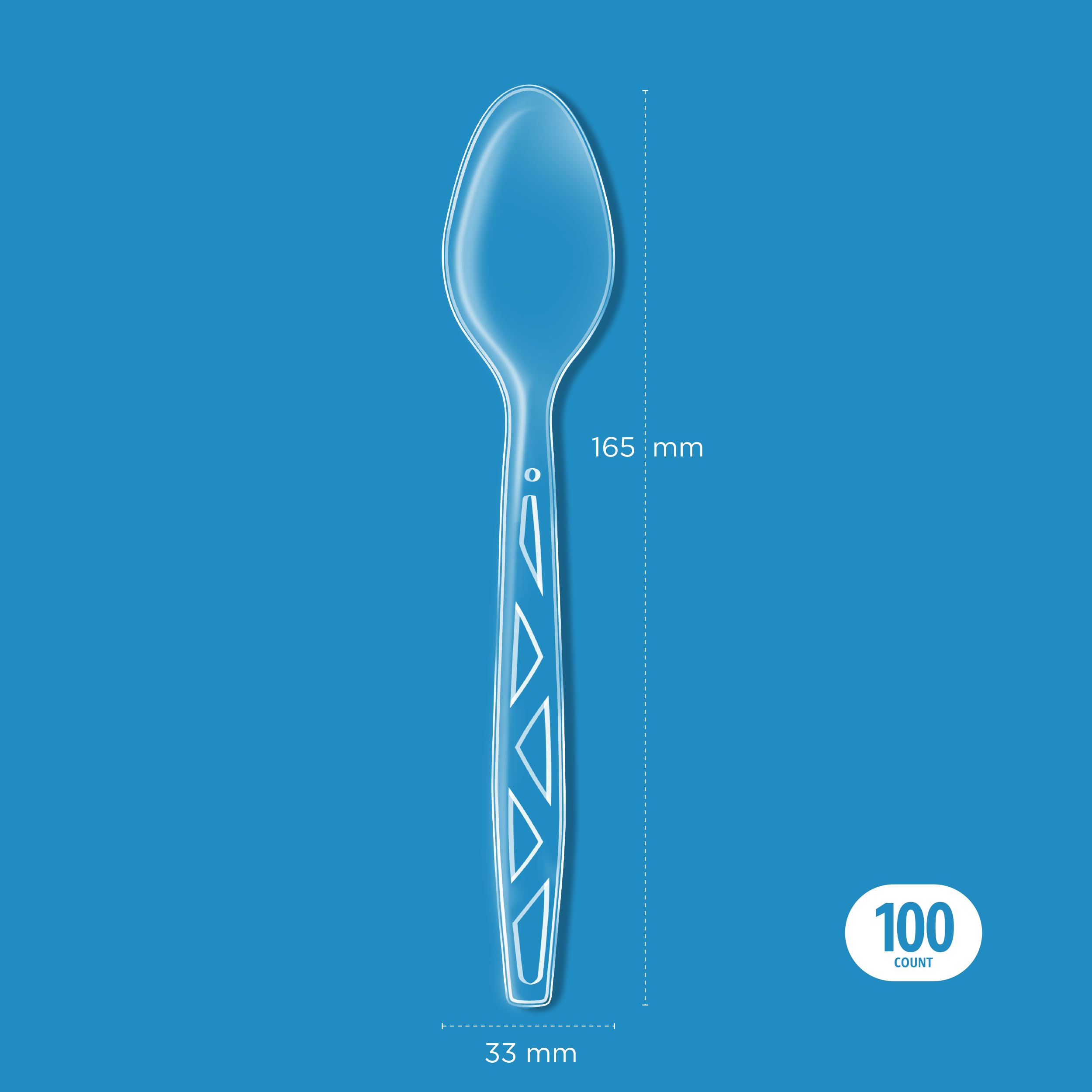 Close-up of Amazon Basics spoons' cut-out design for sturdy grip.