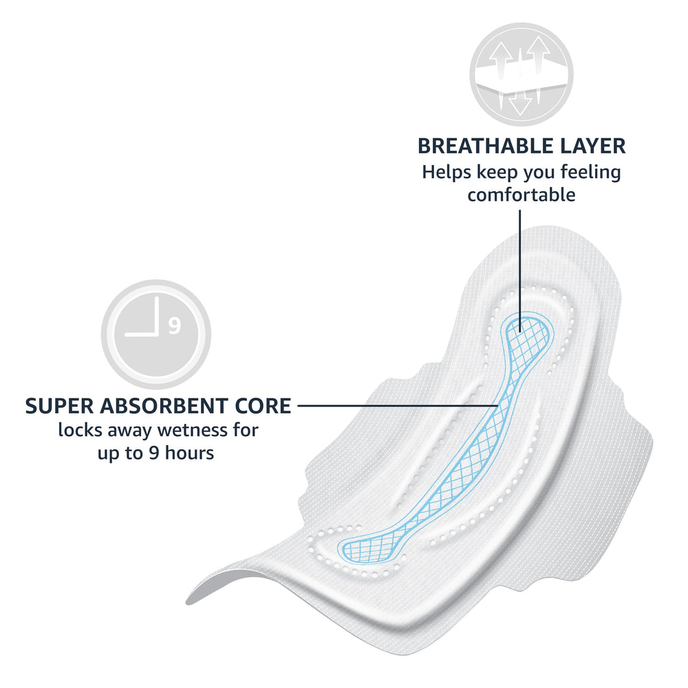 Amazon Basics pads feature breathable outer layers for a comfortable, dry feel