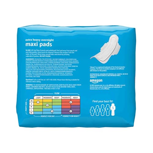 Amazon Basics thick maxi pad with wings individually wrapped for discreet use