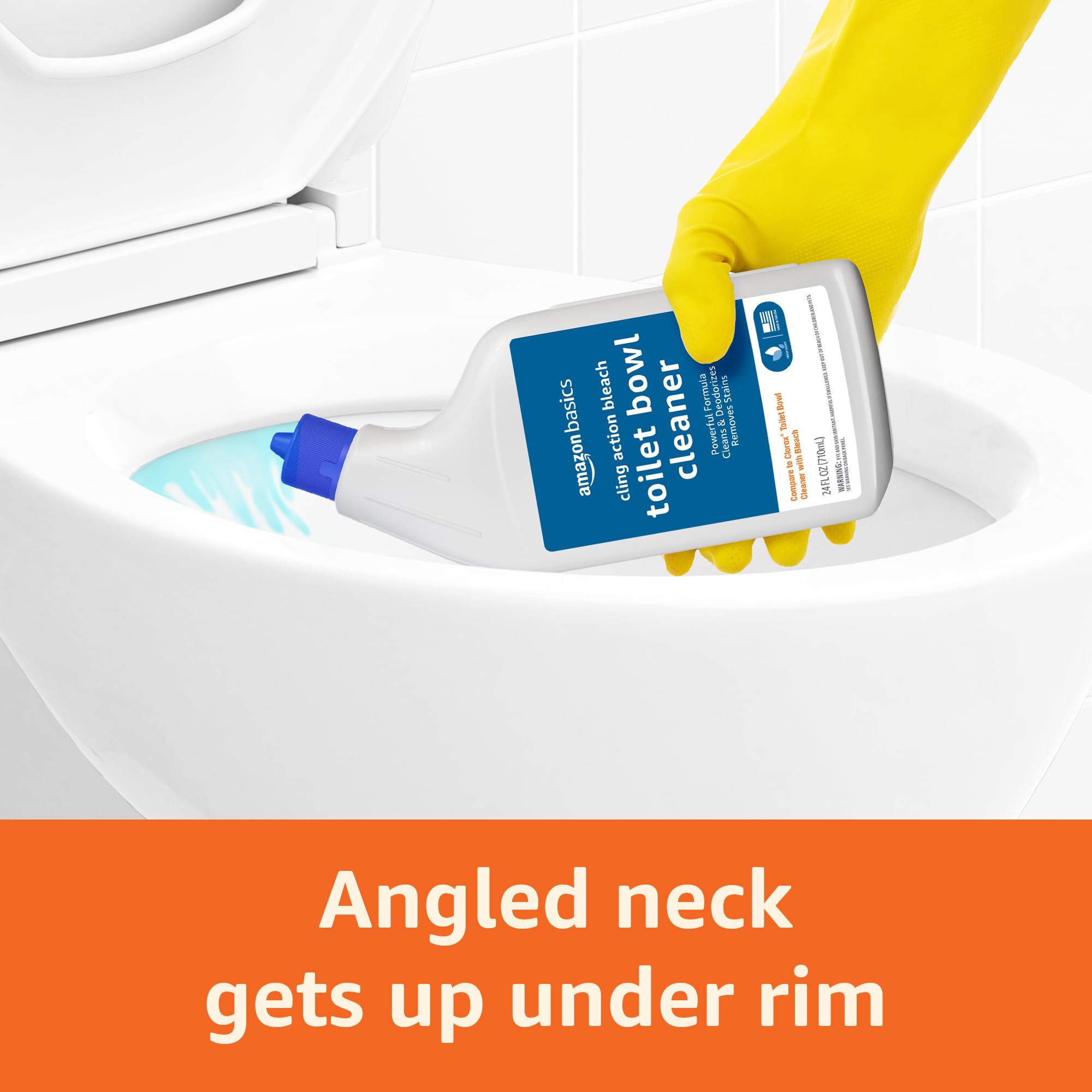 Amazon Basics angled-neck bottle enables easy under-rim access.