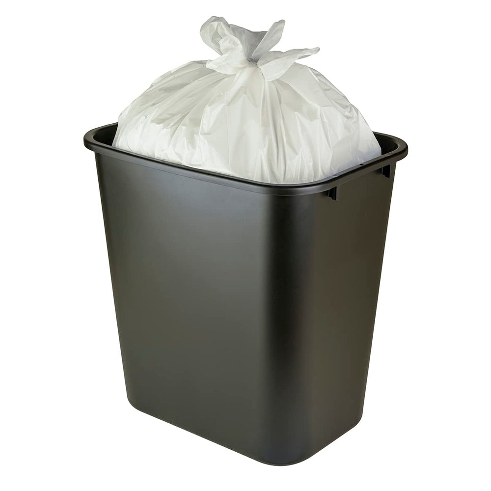 Amazon Basics 8 gallon bags with fresh scent neutralize odors in bathrooms.