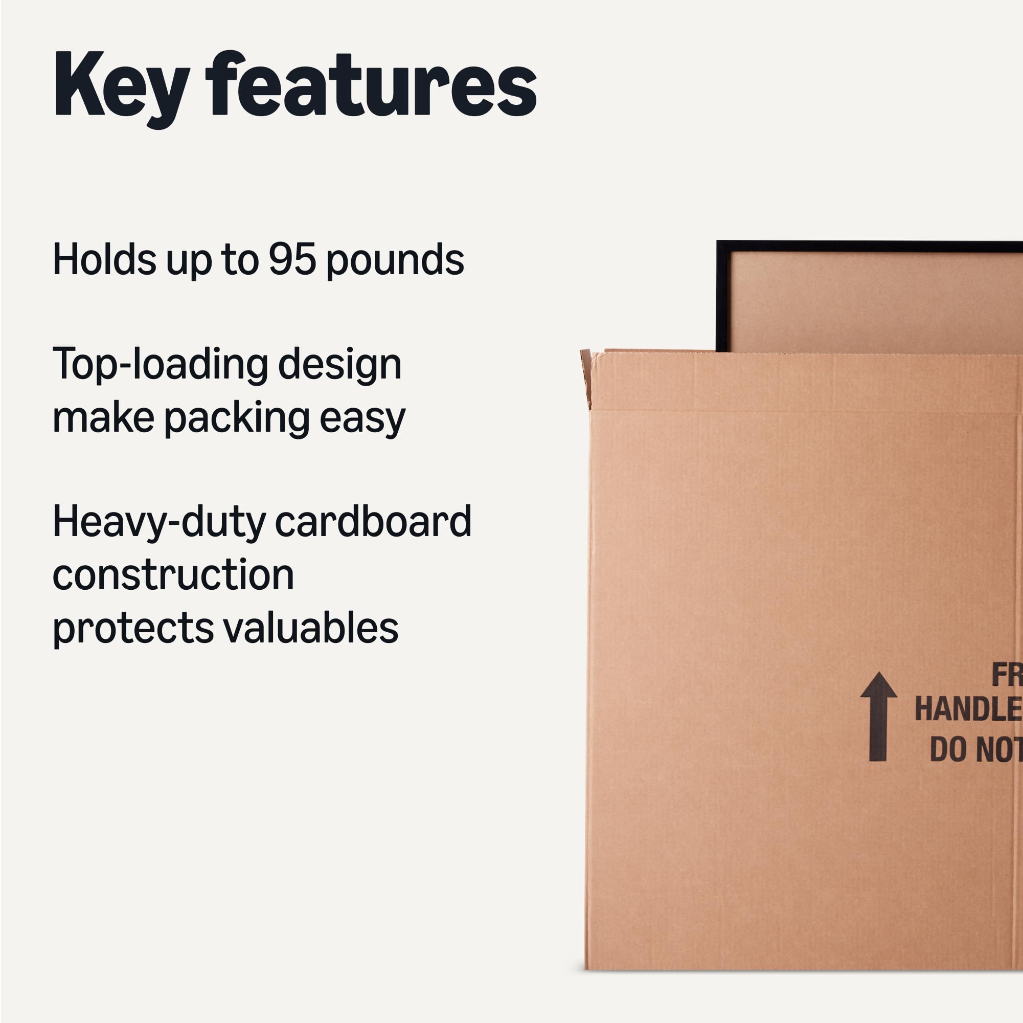 Amazon Basics three-pack moving boxes for secure TV and mirror packing
