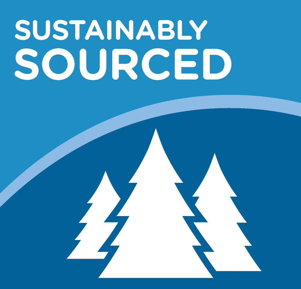 Amazon Basics sustainable forestry-certified plate material from managed forests.