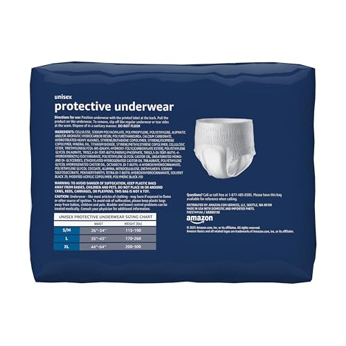 Amazon Basics unisex overnight underwear moisture control for skin comfort.