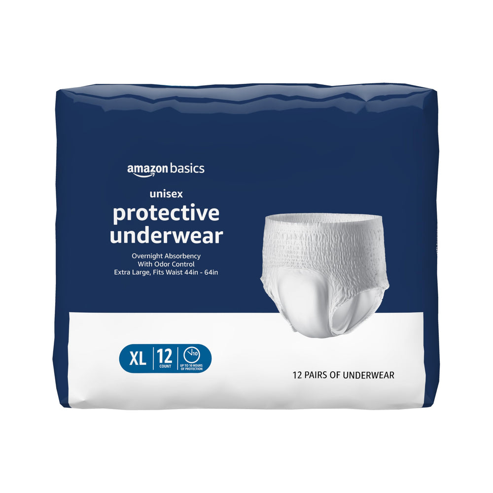 Amazon Basics unisex protective underwear with overnight absorbency for dry mornings
