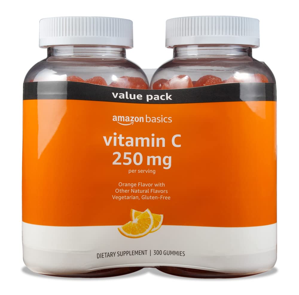 Amazon Basics Vitamin C Gummies orange flavor two-pack 300-count for easy daily dose