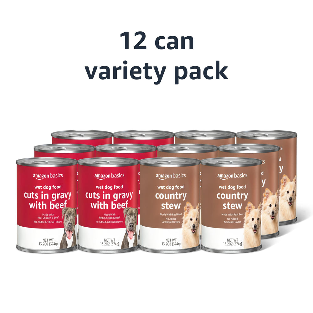 Amazon Basics country-stew close-up label shows natural ingredients and beef.