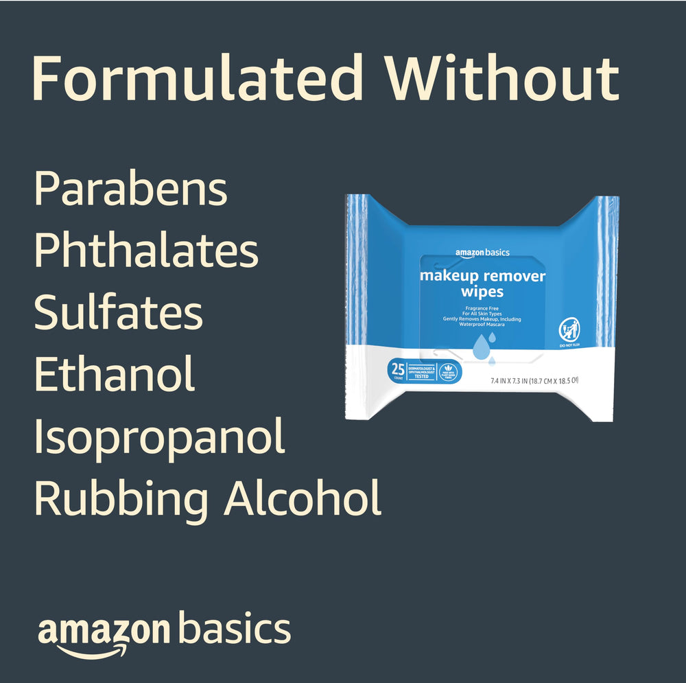 Dermatologist-tested Amazon Basics wipes suitable for sensitive skin