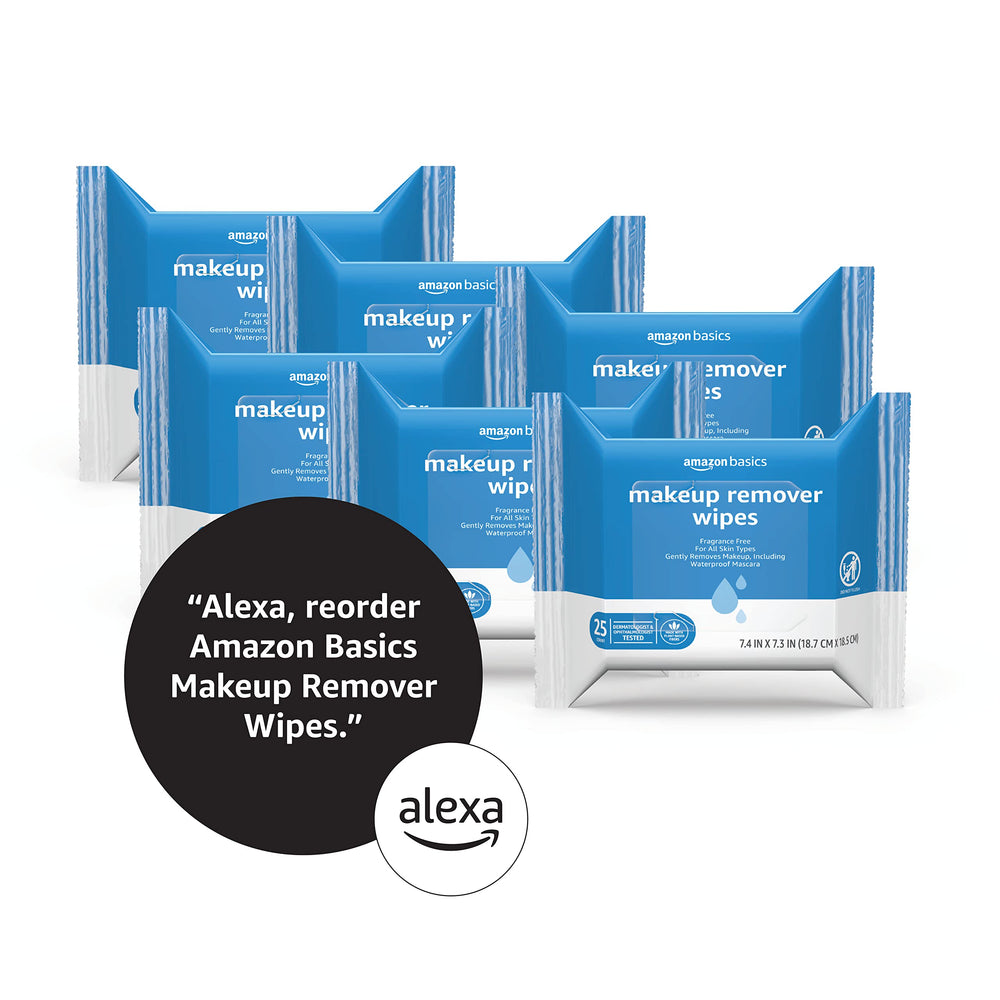 Wipes removing waterproof mascara with Amazon Basics formula