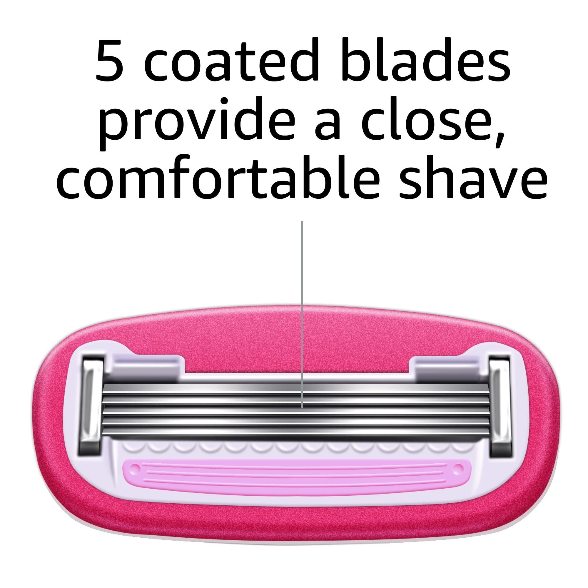 Amazon Basics complete shaving system with handle, refills, hanger.