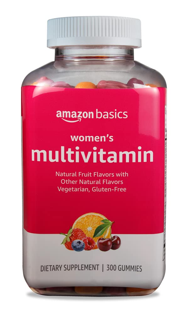 Amazon Basics Women's Multivitamin bottle front view for daily wellness.