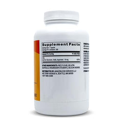 Close-up of Amazon Basics zinc capsules showing an easy-to-swallow design.