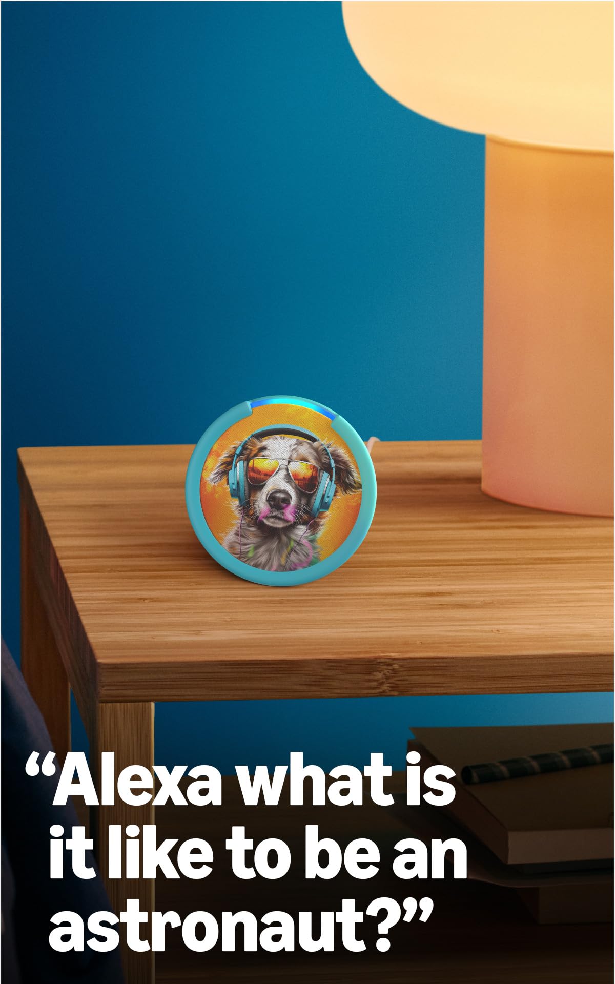 Amazon Echo Pop Kids enabling story creation with Alexa prompts.