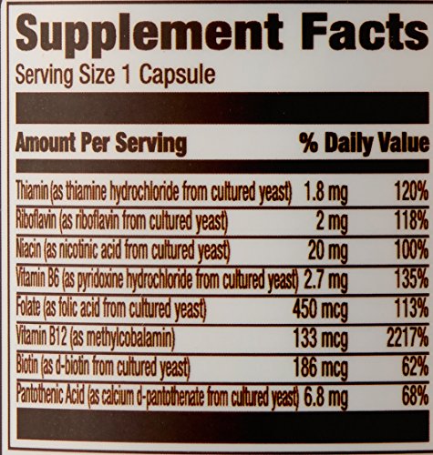 Amazon Elements B Complex seals highlight gluten-free assurance and plant-based B vitamins