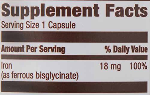 Amazon Elements Iron 18mg capsules vegan formulation for dietary iron.