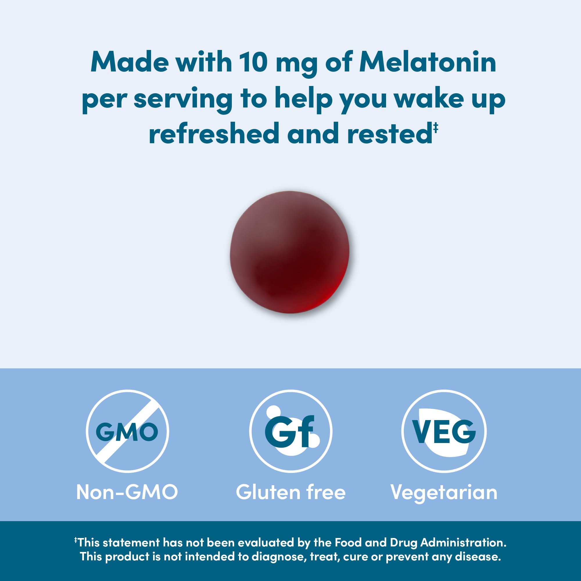 Amazon Elements Melatonin Gummies strawberry serving close-up for easy nightly use.