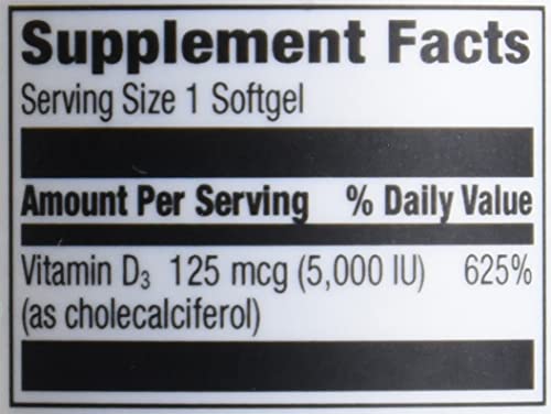 Packaging mockup of Amazon Elements Vitamin D3 with 180 softgels