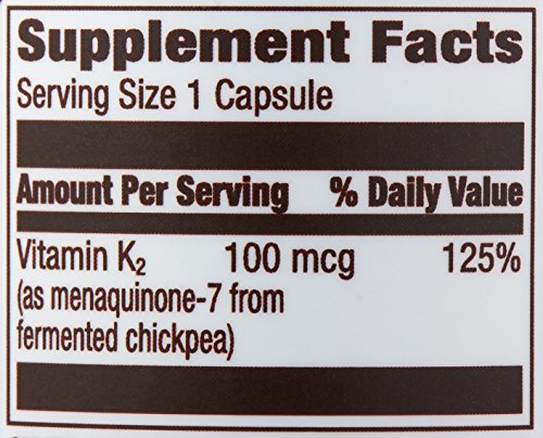 Amazon Elements Vitamin K2 vegan formula packaging indicates gluten-free suitability.
