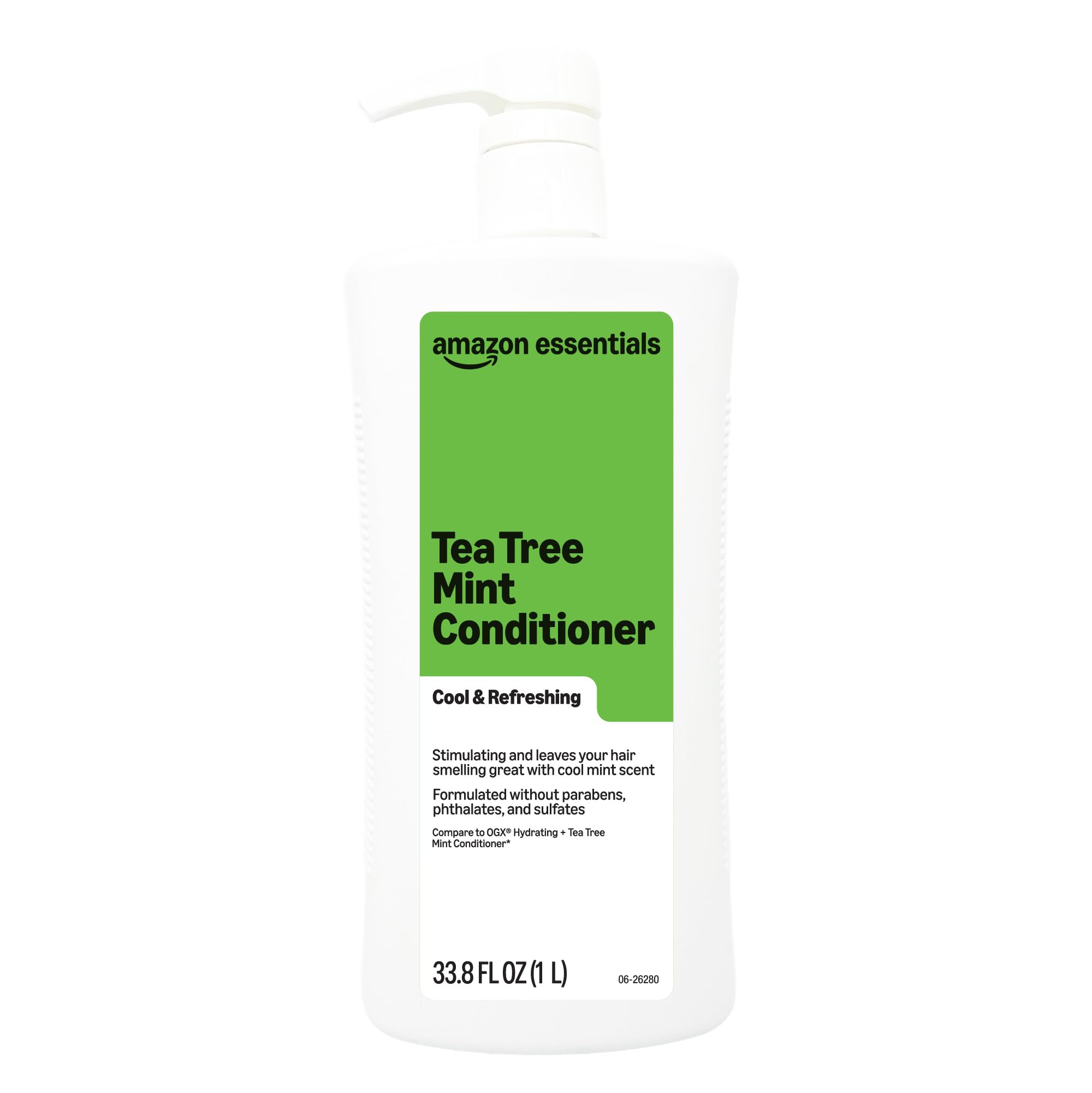 Amazon Essentials Tea Tree Mint conditioner bottle pour for cooling hydration and daily conditioning.