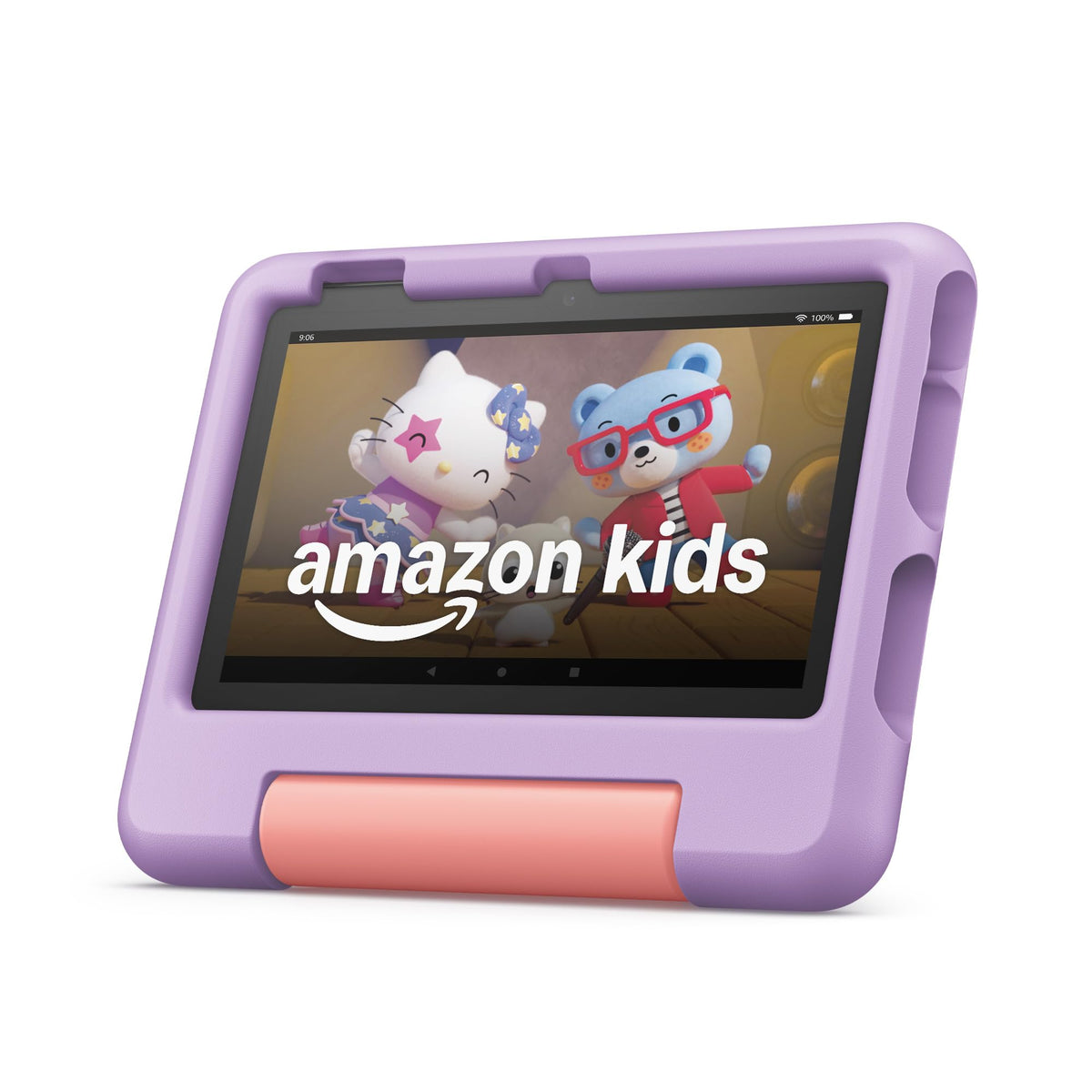 Amazon Fire 7 Kids purple front view highlighting kid-friendly design and accessibility