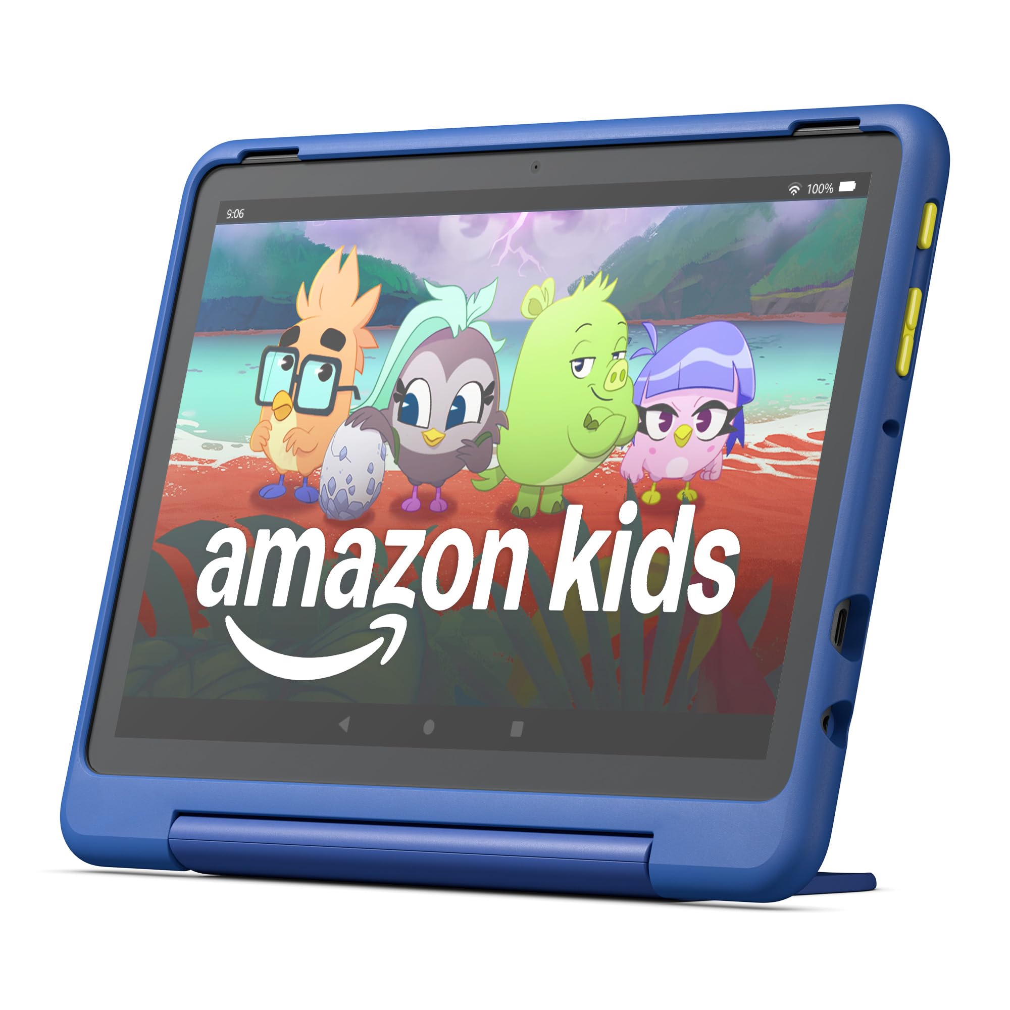 Amazon Fire HD 10 Kids Pro tablet Nebula front view, learning-ready design.