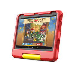 Amazon Fire HD 10 Kids tablet front view with Toy Story edition for family-friendly play