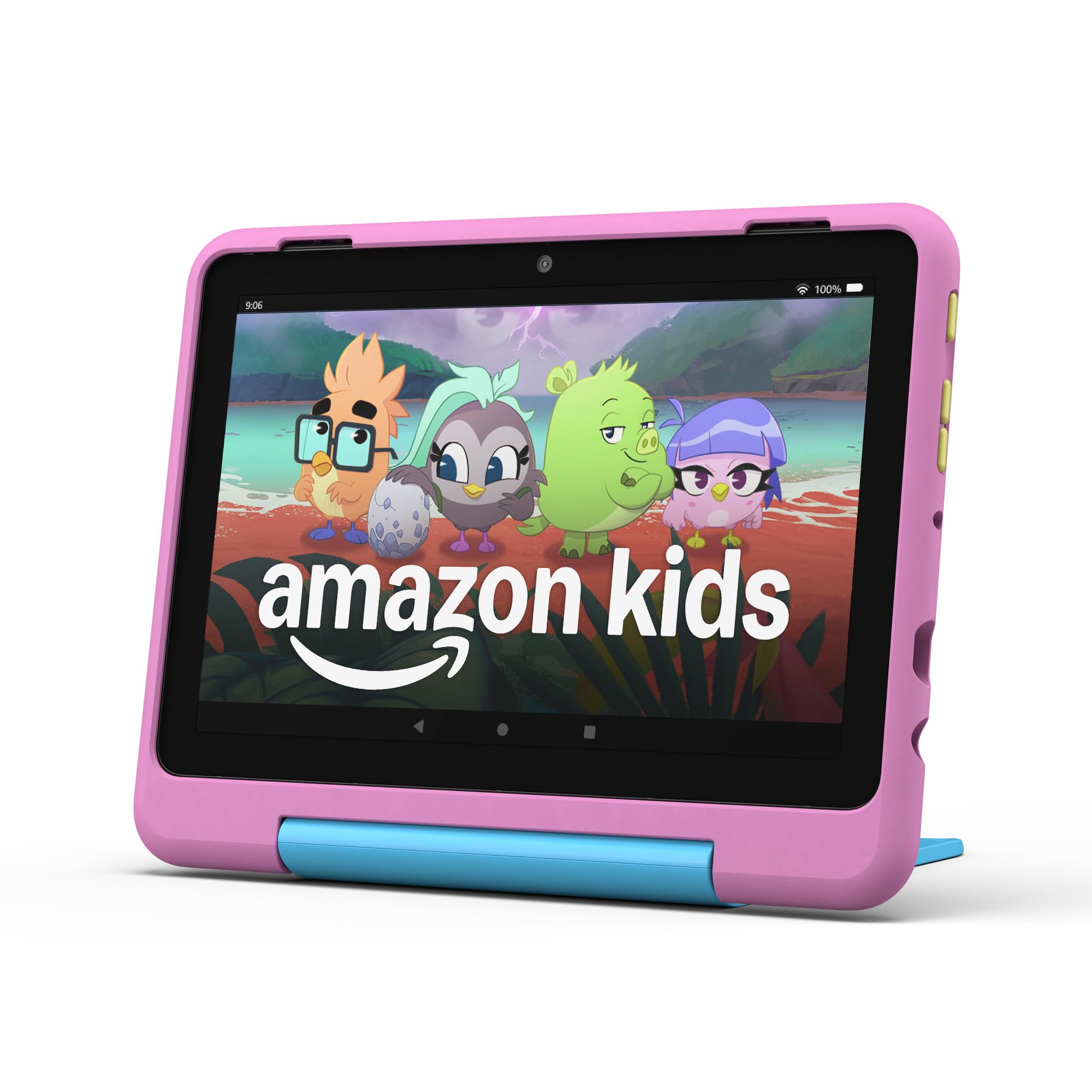 Amazon Fire HD 8 Kids Pro front view with Jungle Cat design, ideal for kid-friendly use