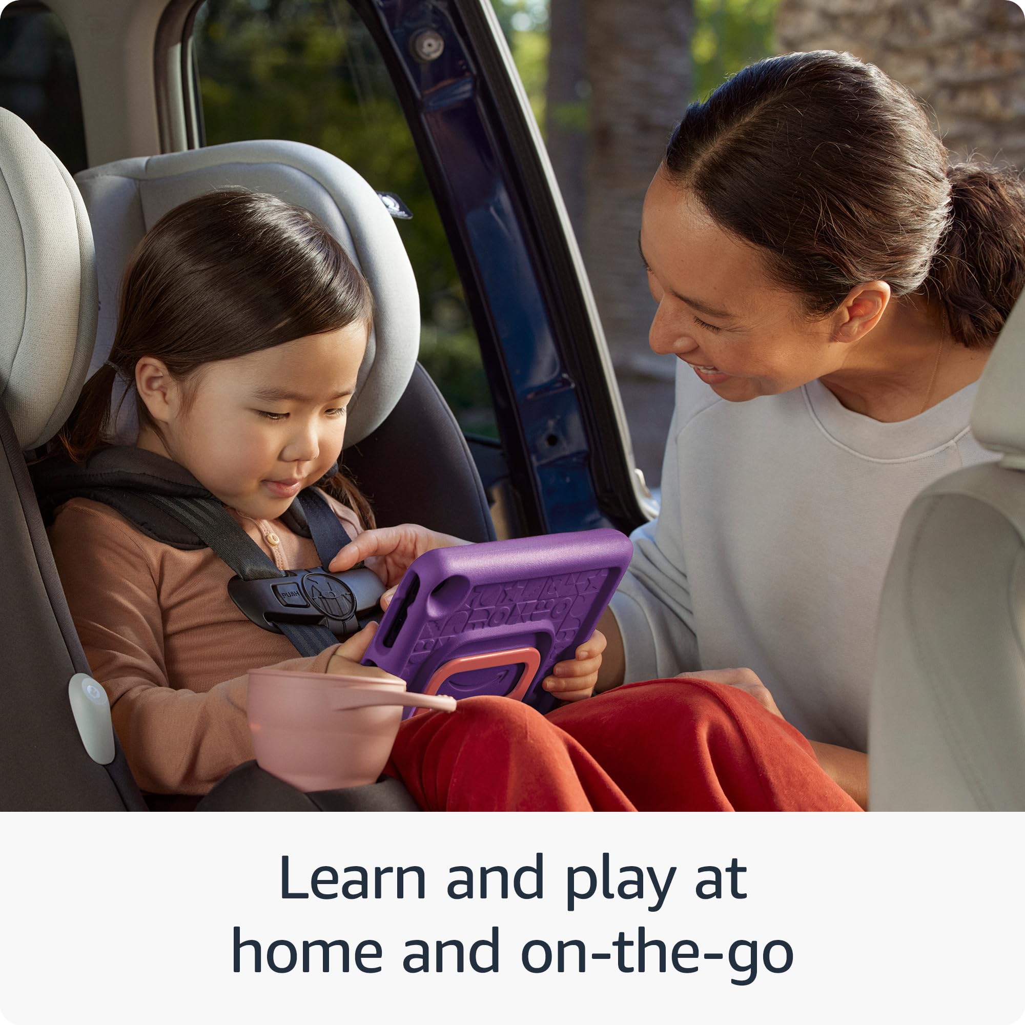 Amazon Fire HD 8 Kids Tablet blue battery icon signaling long-lasting playtime.