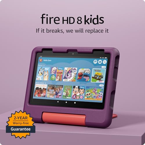 Amazon Fire HD 8 Kids Tablet bundle includes case and charger for easy setup.