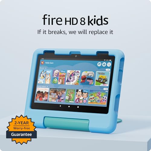 Amazon Fire HD 8 Kids tablet 32GB storage with up to 1TB expansion.