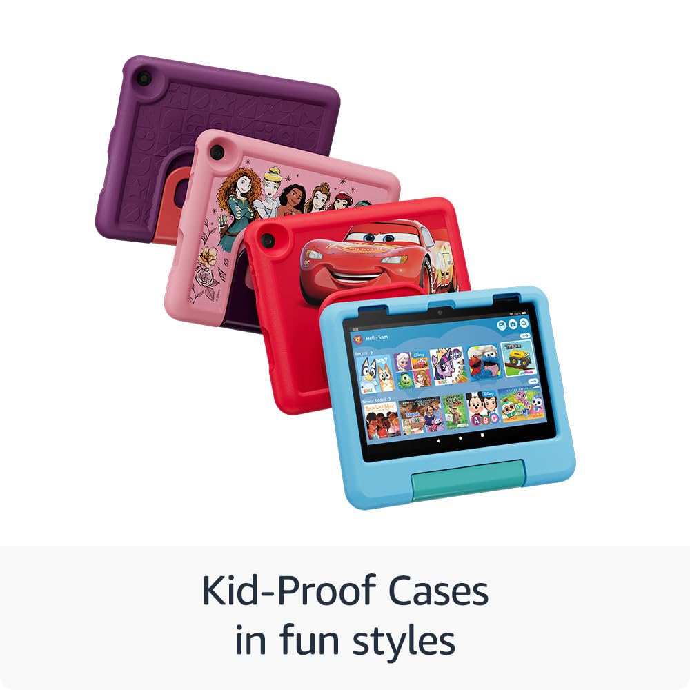 Amazon Fire HD 8 Kids tablet USB-C charger included for quick power.