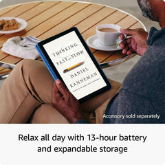 Amazon Fire HD 10 like-new 3 GB RAM for smooth streaming and reading.