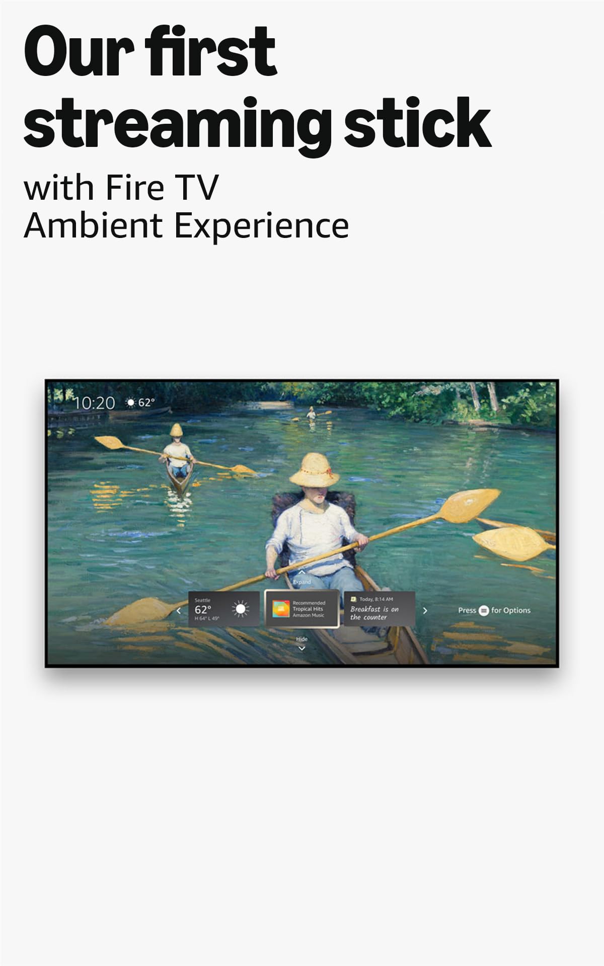 Amazon Fire TV Stick 4K Max ambient experience demo displaying art and ambience.