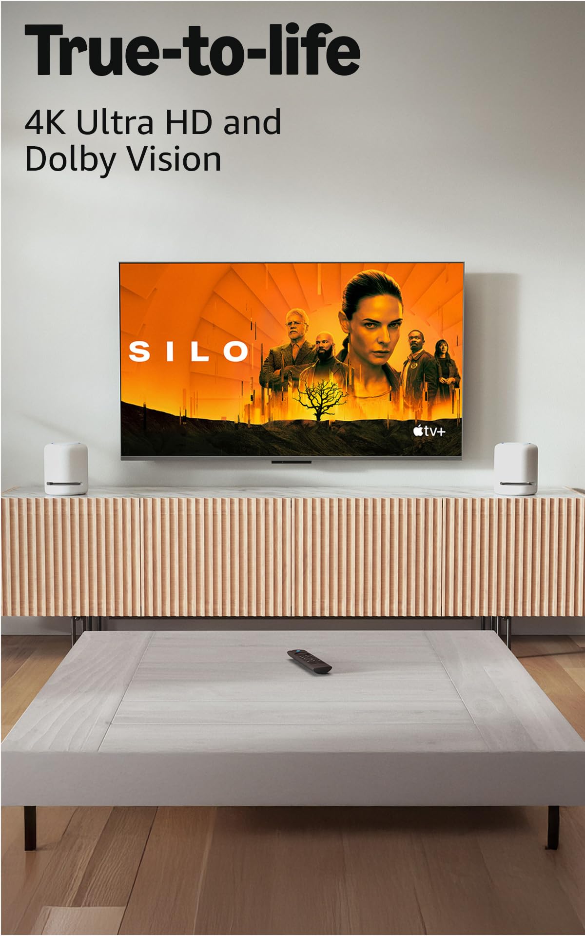 Amazon Fire TV Stick 4K Max remote close-up with Alexa enables quick voice searches.