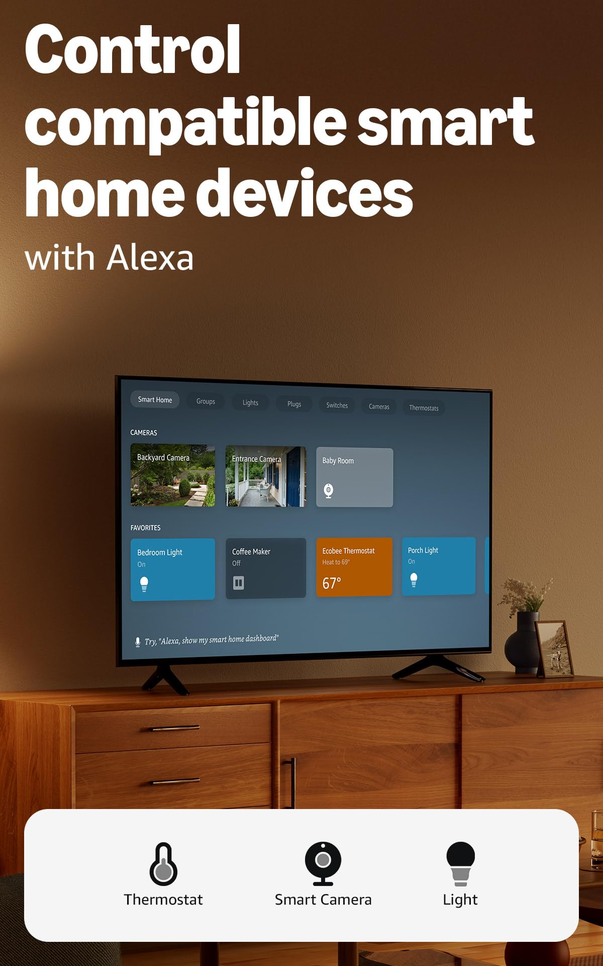 Amazon Fire TV Stick smart home controls image with Alexa integration