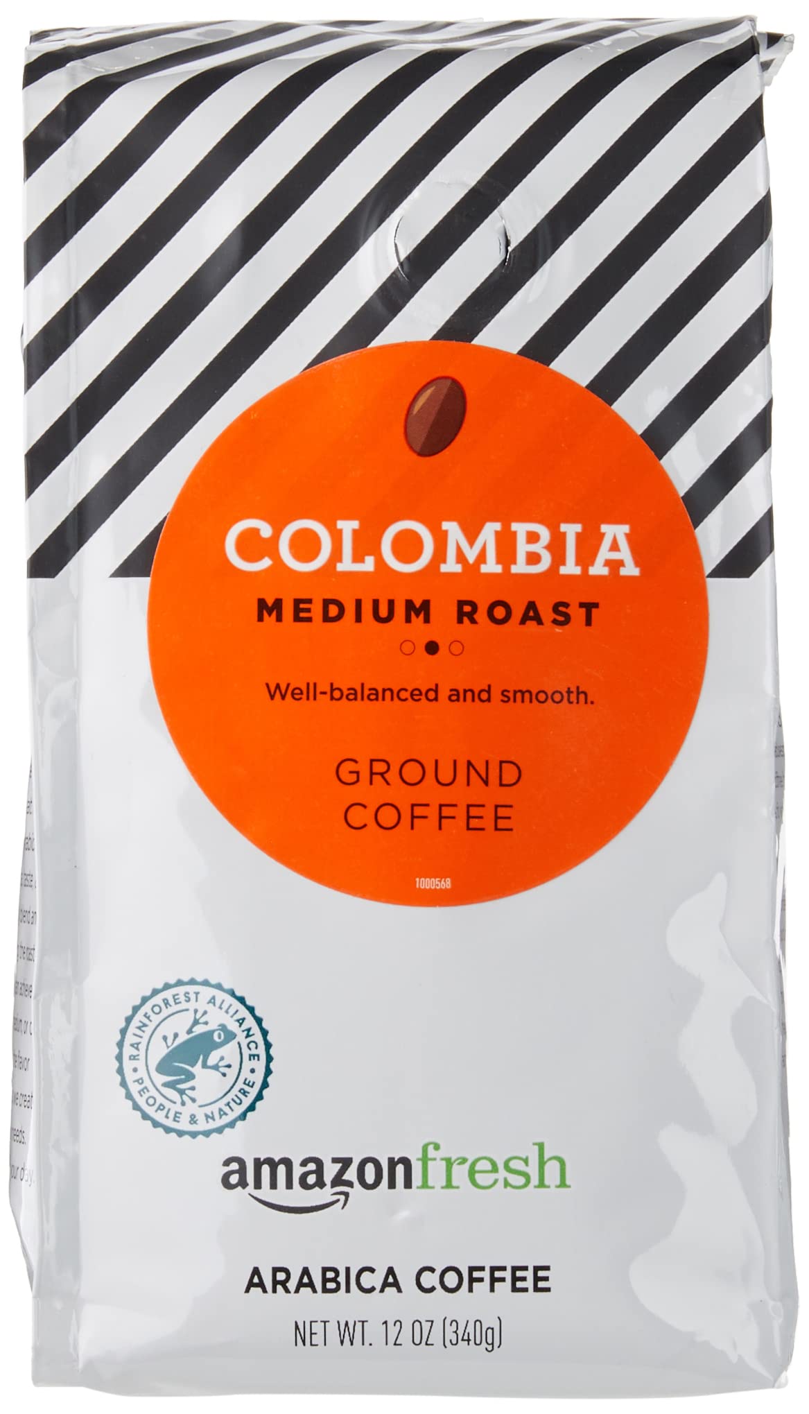 Amazon Fresh Colombia ground coffee bags shown together for value.