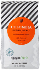 Amazon Fresh Colombia ground coffee bags shown together for value.